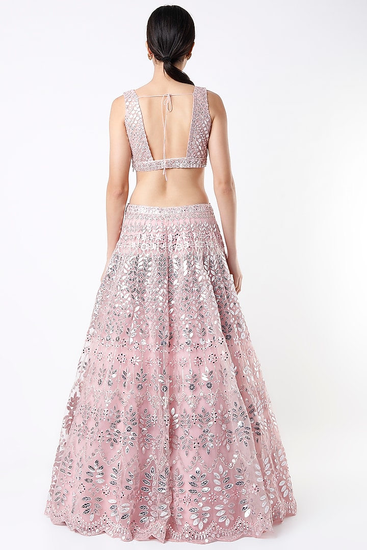 Pink Embroidered Bridal Lehenga Set by Aneesh Agarwaal at Pernia's Pop Up Shop