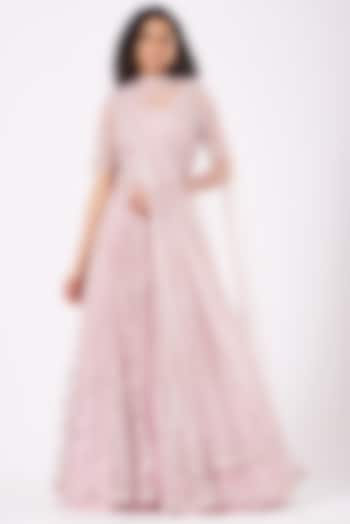 Blush Pink Anarkali Jacket Set by Aneesh Agarwaal at Pernia's Pop Up Shop