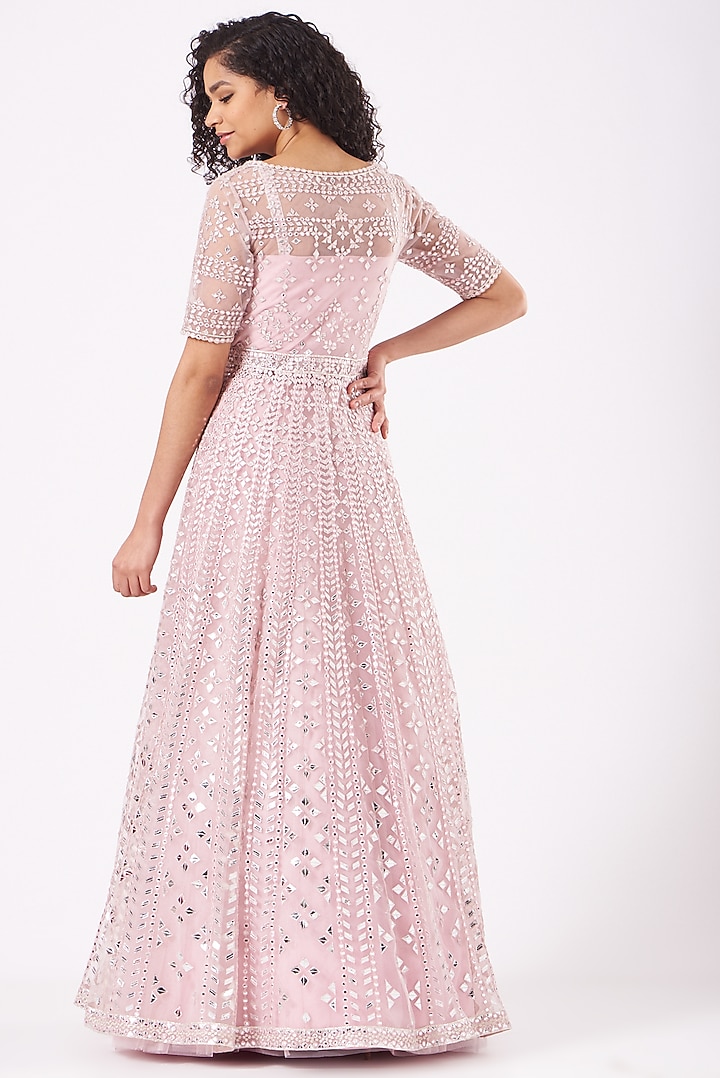 Blush Pink Anarkali Jacket Set by Aneesh Agarwaal at Pernia's Pop Up Shop