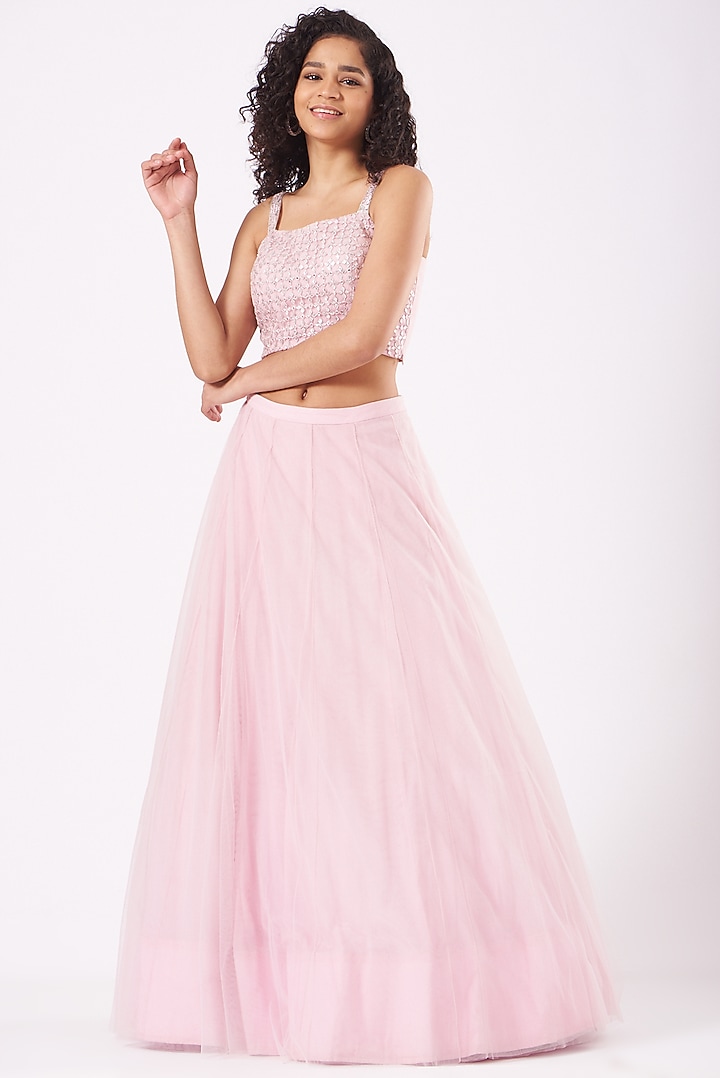 Blush Pink Anarkali Jacket Set by Aneesh Agarwaal at Pernia's Pop Up Shop