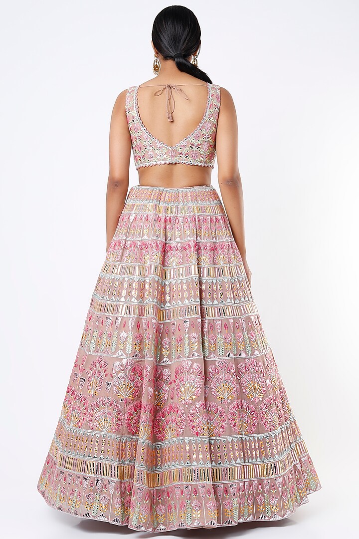 Beige Embroidered Bridal Lehenga Set by Aneesh Agarwaal at Pernia's Pop Up Shop