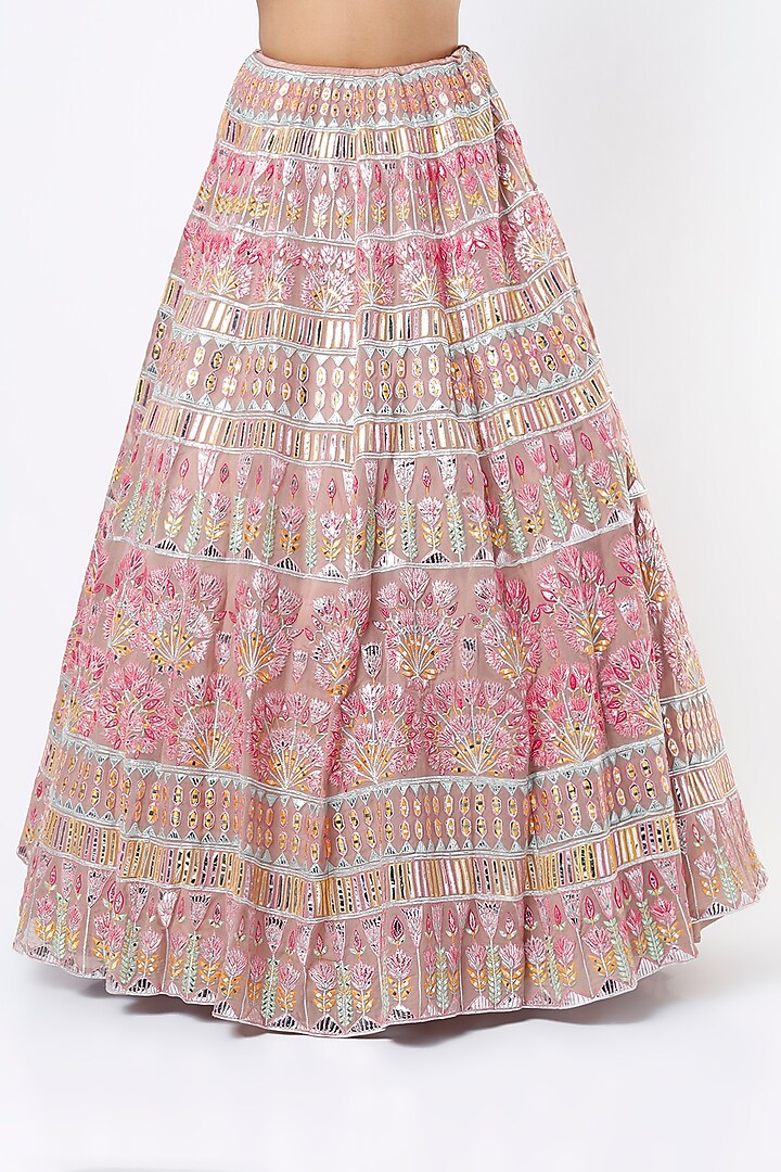 Beige Embroidered Bridal Lehenga Set by Aneesh Agarwaal at Pernia's Pop Up Shop