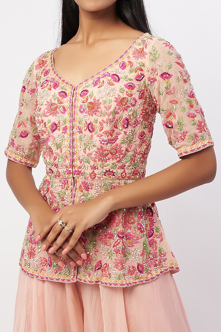 Blush Pink Embroidered Wedding Sharara Set by Aneesh Agarwaal PRET at Pernia's Pop Up Shop