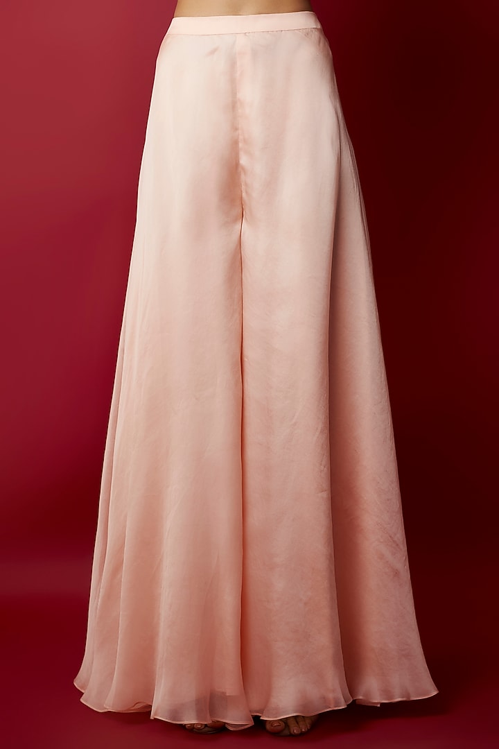 Peach Net Cutdana & Sequins Hand Embroidered Jacket Set by Aneesh Agarwaal at Pernia's Pop Up Shop