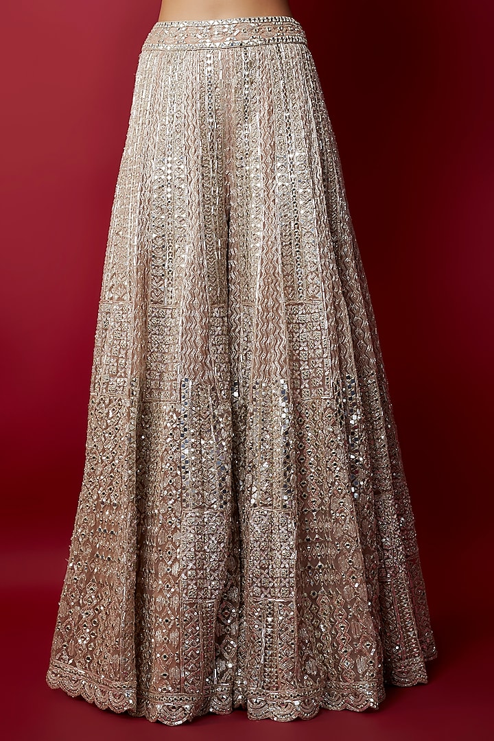 Taupe Net Sequins & Cutdana Embroidered Bridal Sharara Set by Aneesh Agarwaal at Pernia's Pop Up Shop