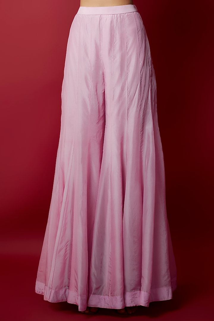 Onion Pink Net Cutdana & Sequins Hand Embroidered Jacket Set by Aneesh Agarwaal at Pernia's Pop Up Shop
