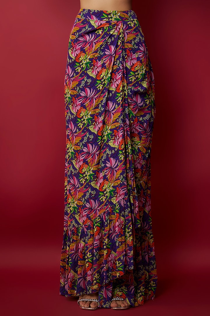 Purple Crepe Applique Embroidered & Printed Jacket Set by Aneesh Agarwaal PRET at Pernia's Pop Up Shop