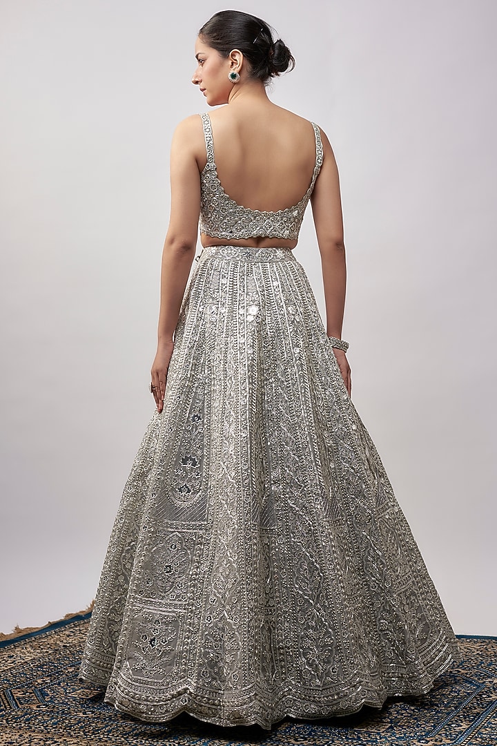 Coral Organza Bridal Lehenga Set by Aneesh Agarwaal at Pernia's Pop Up Shop