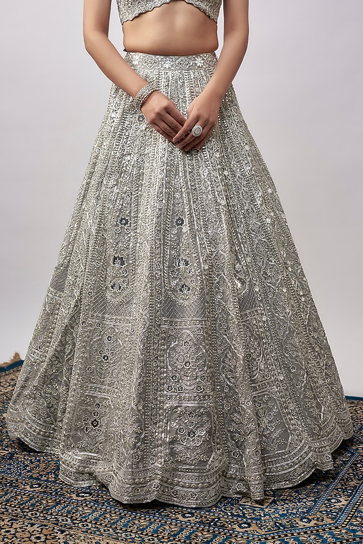 Coral Organza Bridal Lehenga Set by Aneesh Agarwaal at Pernia's Pop Up Shop