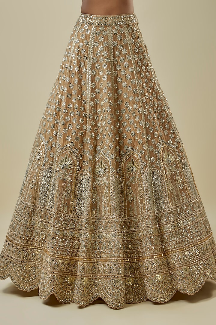 Gold Silk Tissue Bridal Lehenga Set by Aneesh Agarwaal at Pernia's Pop Up Shop