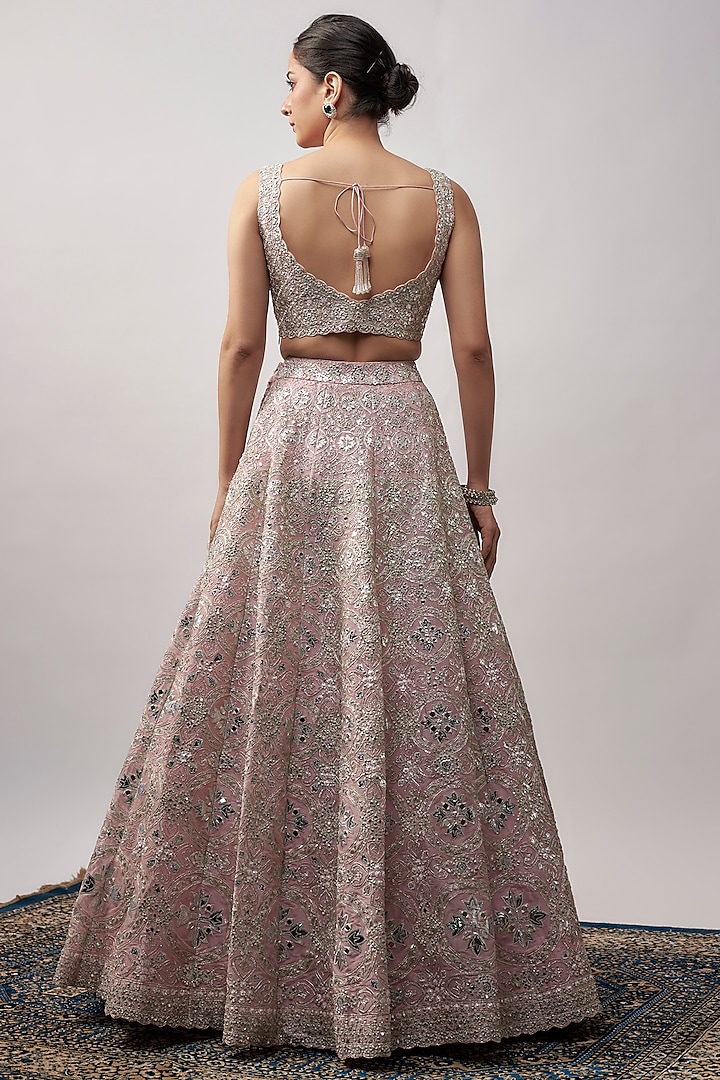 Pink Organza Bridal Lehenga Set by Aneesh Agarwaal at Pernia's Pop Up Shop