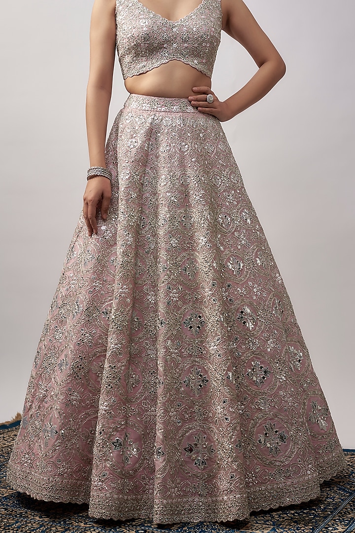 Pink Organza Bridal Lehenga Set by Aneesh Agarwaal at Pernia's Pop Up Shop