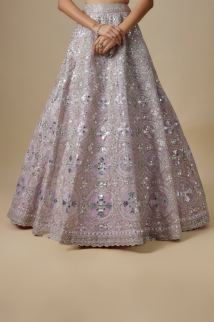 Lilac Organza Embroidered Bridal Lehenga Set by Aneesh Agarwaal at Pernia's Pop Up Shop