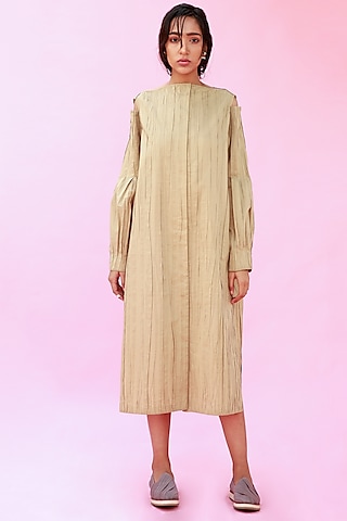 Yellow Crinkled Dress by Antar Agni