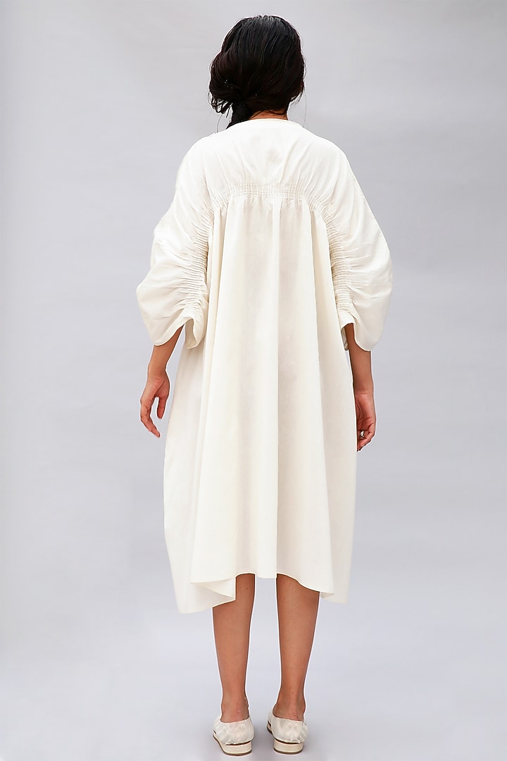 White Vacation Dress With Tucks by Antar Agni at Pernia's Pop Up Shop