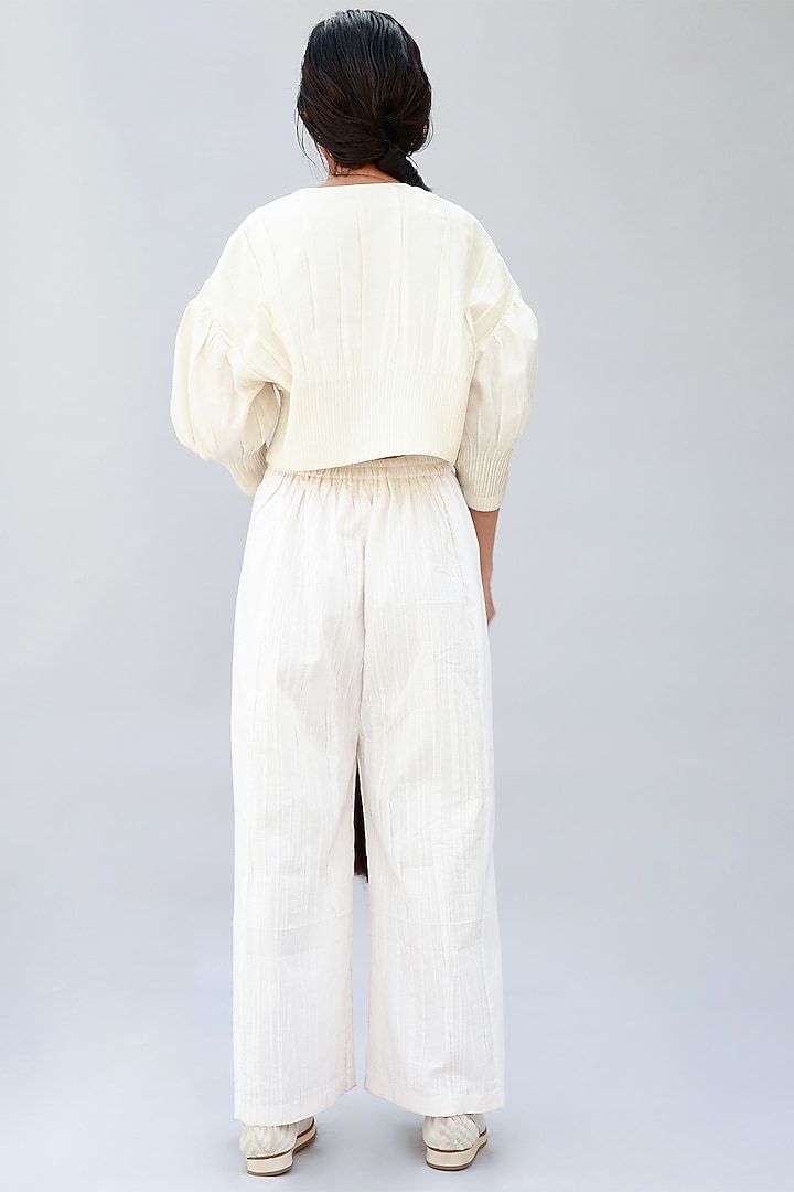 Ivory Gathered Top With Tucks by Antar Agni at Pernia's Pop Up Shop