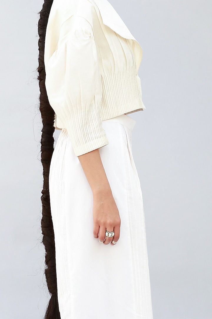 Ivory Gathered Top With Tucks by Antar Agni at Pernia's Pop Up Shop