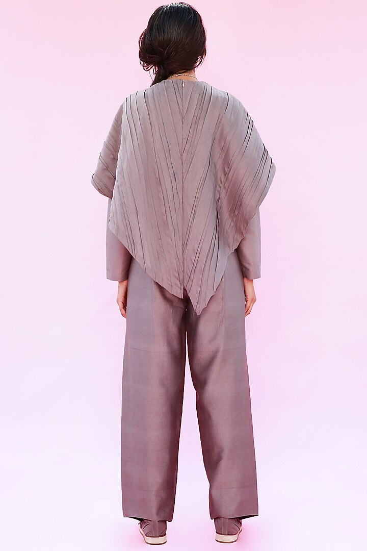 Grey Layered Top With Pleats by Antar Agni at Pernia's Pop Up Shop