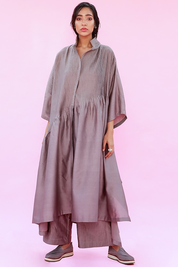 Grey Overlay With Tucks by Antar Agni at Pernia's Pop Up Shop