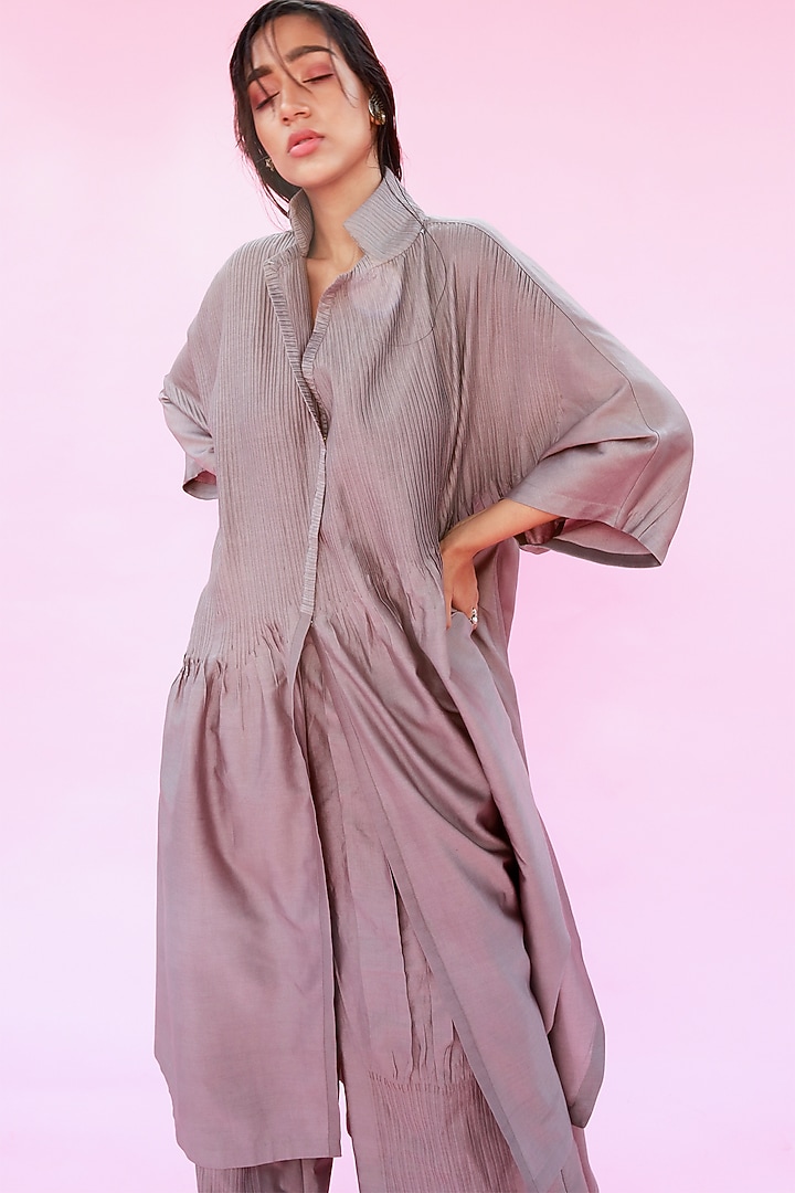 Grey Overlay With Tucks by Antar Agni at Pernia's Pop Up Shop