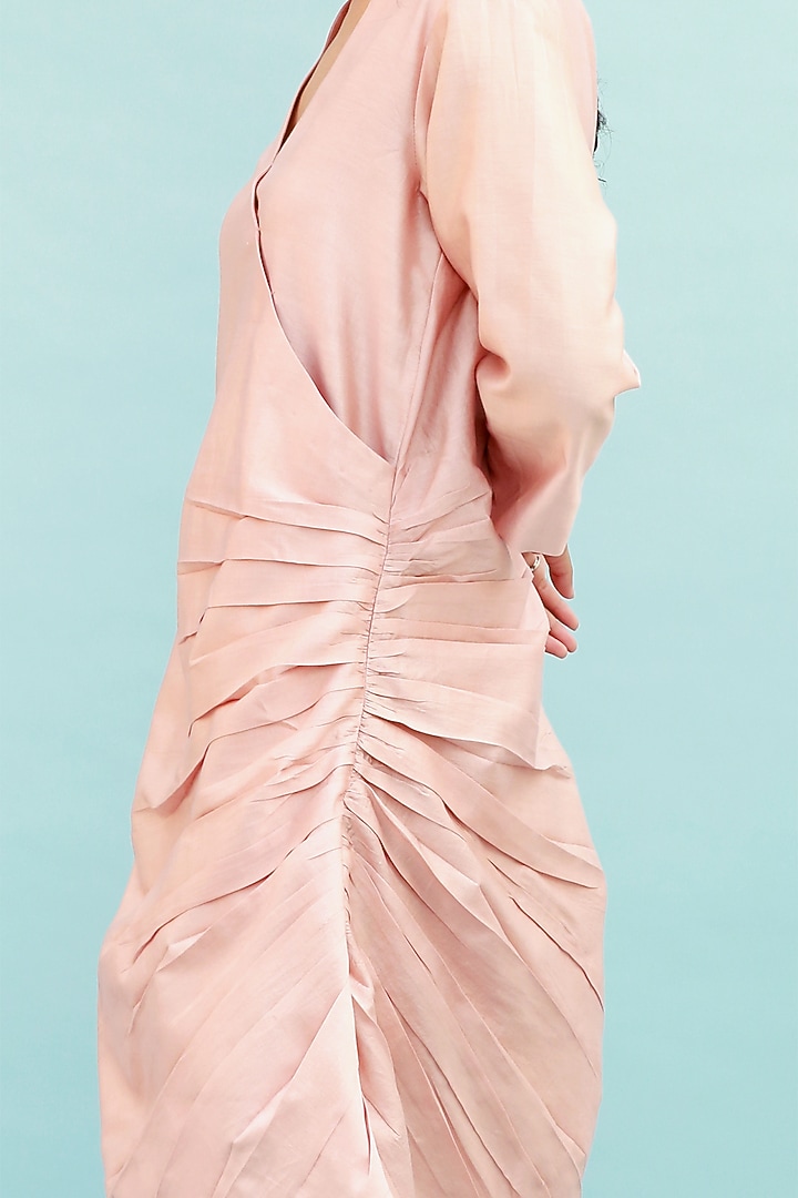 Peach Summer Dress With Gathers by Antar Agni at Pernia's Pop Up Shop