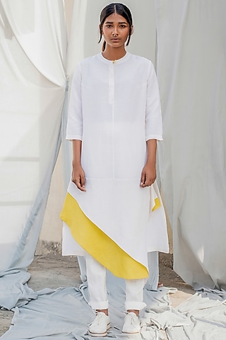Ivory Linen Kurta by Antar Agni