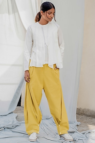 Ivory Top With Pleated Layers by Antar Agni