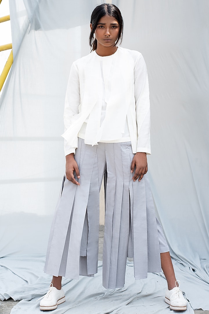 Light Grey Pleated Pants by Antar Agni at Pernia's Pop Up Shop