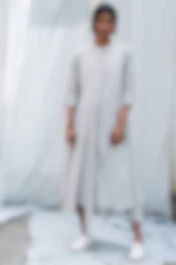 Light Grey Pleated Dress by Antar Agni
