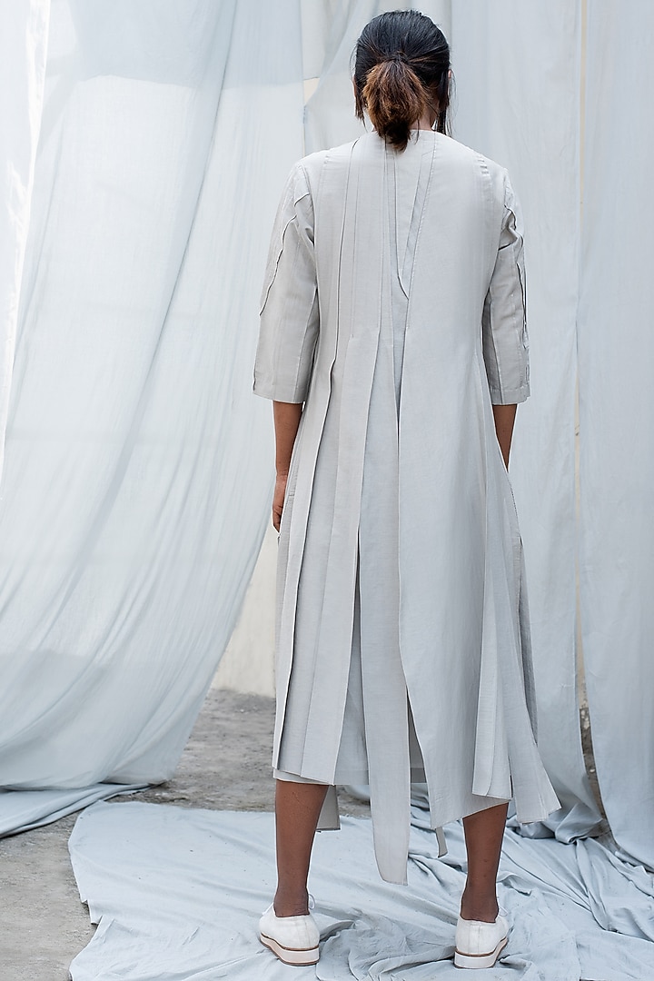 Light Grey Pleated Dress by Antar Agni at Pernia's Pop Up Shop
