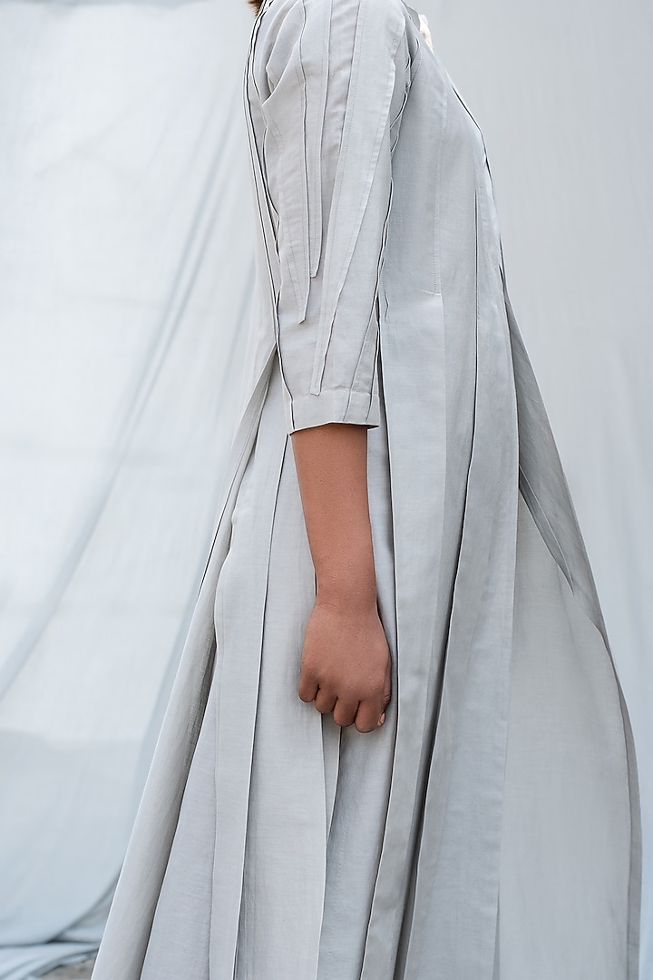 Light Grey Pleated Dress by Antar Agni at Pernia's Pop Up Shop
