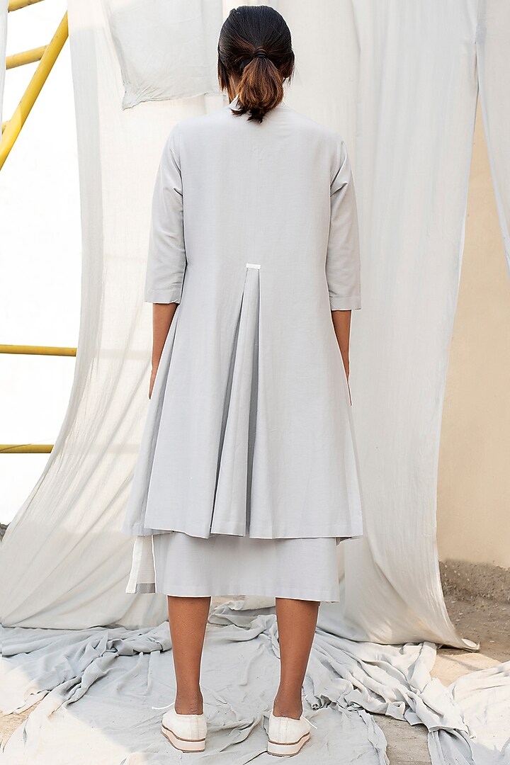 Light Grey Calf Length Dress by Antar Agni at Pernia's Pop Up Shop