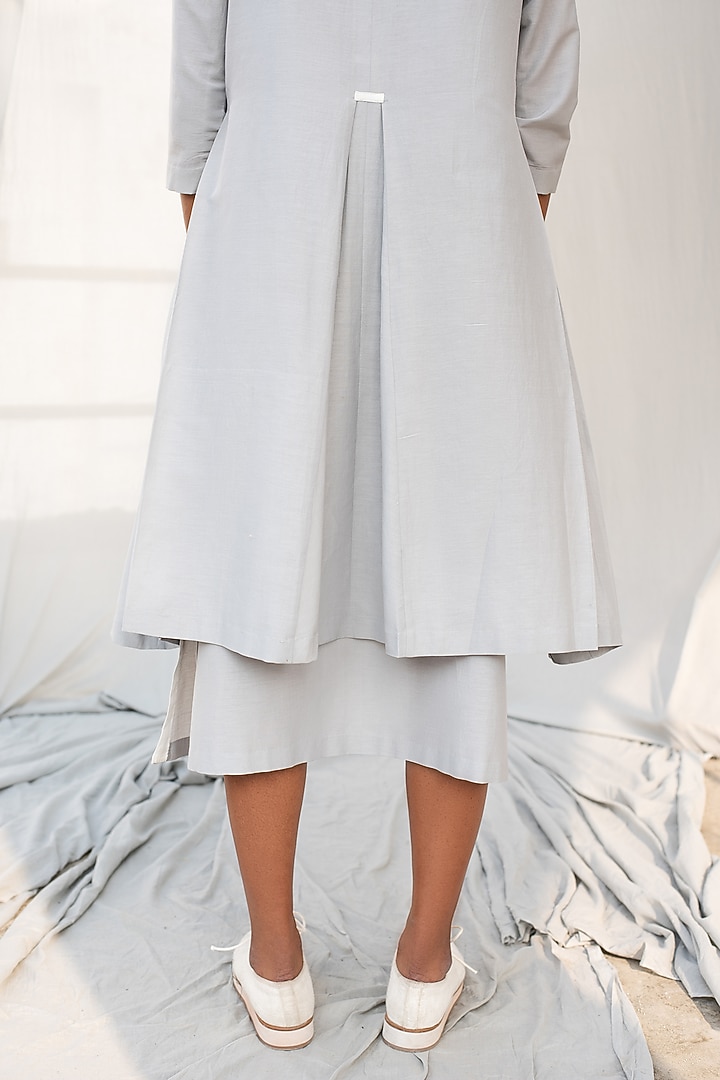 Light Grey Calf Length Dress by Antar Agni at Pernia's Pop Up Shop
