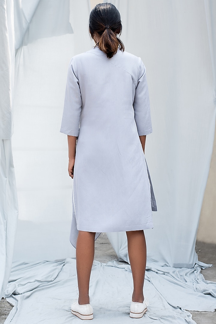 Light Grey Dress With Overlapping Layer by Antar Agni at Pernia's Pop Up Shop