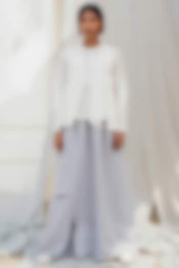 Light Grey Multi Layered Skirt by Antar Agni
