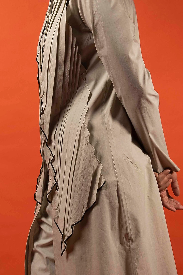 Beige Cotton Waistband Trousers by Antar Agni at Pernia's Pop Up Shop