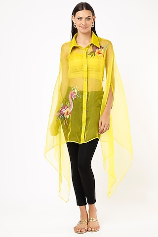 Fluorescent Yellow Printed Shirt by Anaya by akruthi