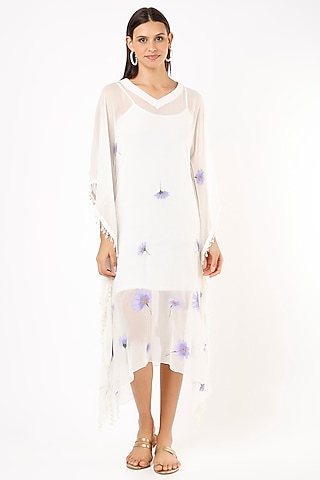 White Floral Printed Kaftan by Anaya by akruthi
