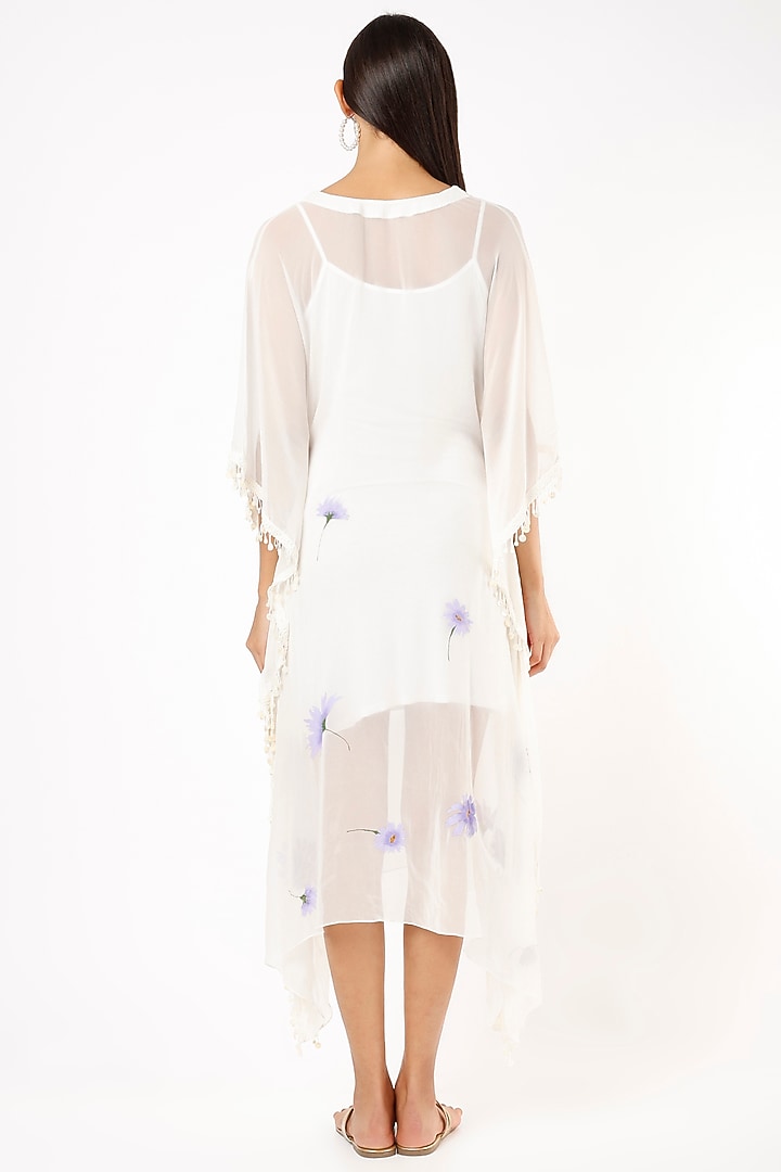White Floral Printed Kaftan by Anaya by akruthi at Pernia's Pop Up Shop