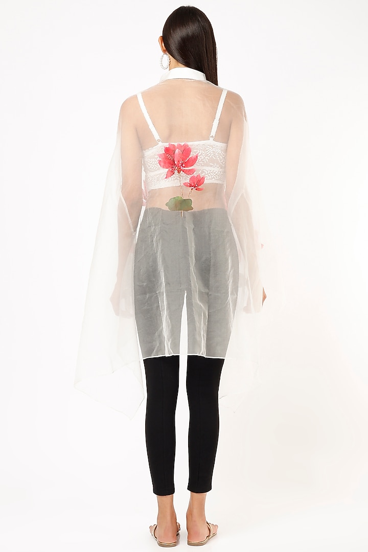 White Organza Embroidered Shirt by Anaya by akruthi at Pernia's Pop Up Shop