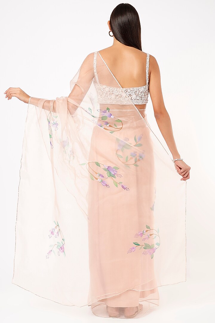 Peach Organza Embroidered Party Wear Saree by Anaya by akruthi at Pernia's Pop Up Shop