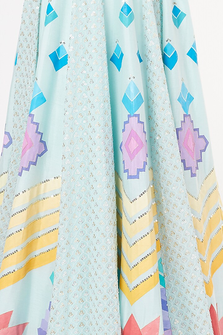 Powder Blue Hand Painted Skirt by Anaya by akruthi at Pernia's Pop Up Shop