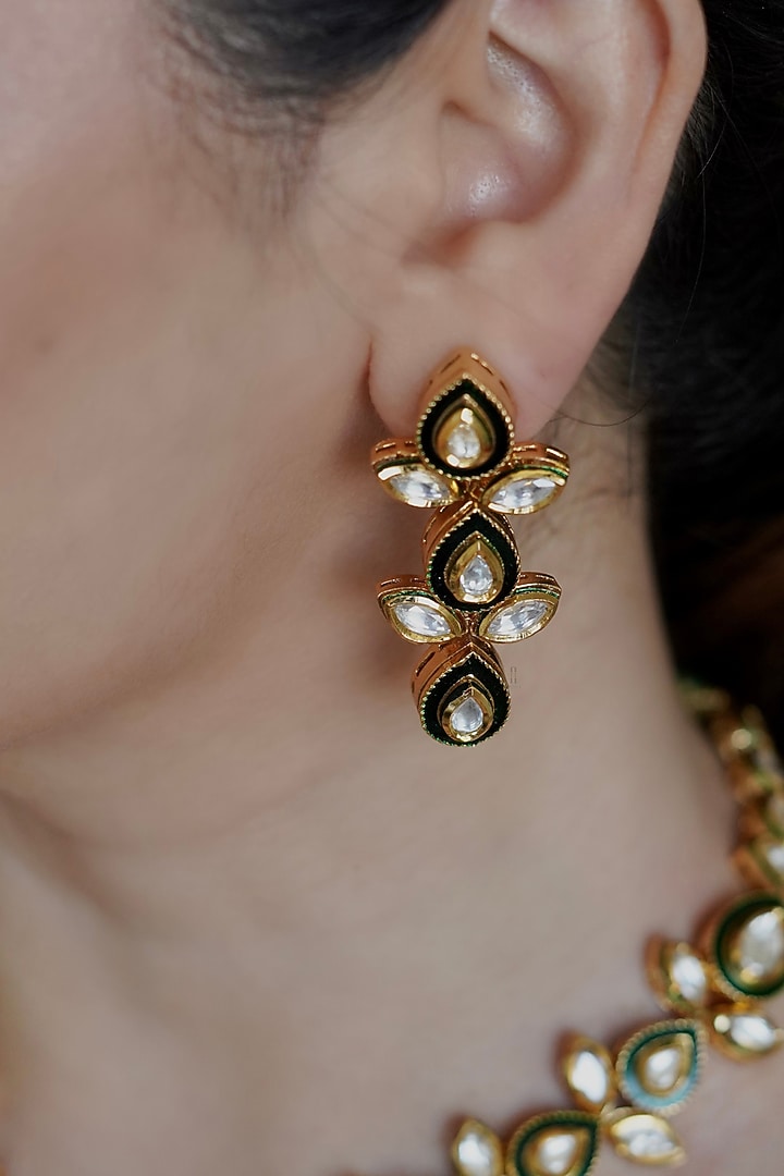 Gold Finish Kundan Polki Necklace Set by ANANA at Pernia's Pop Up Shop