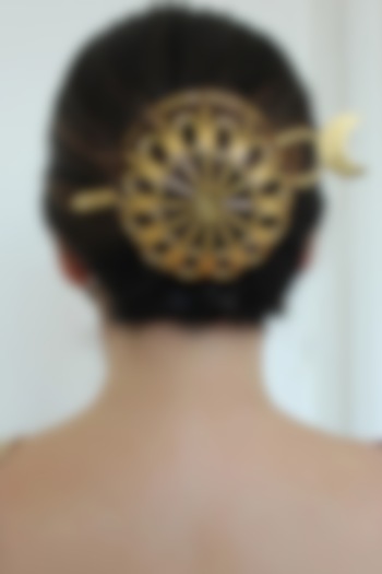 Gold Finish Temple Hair Bun With Pin by ANANA