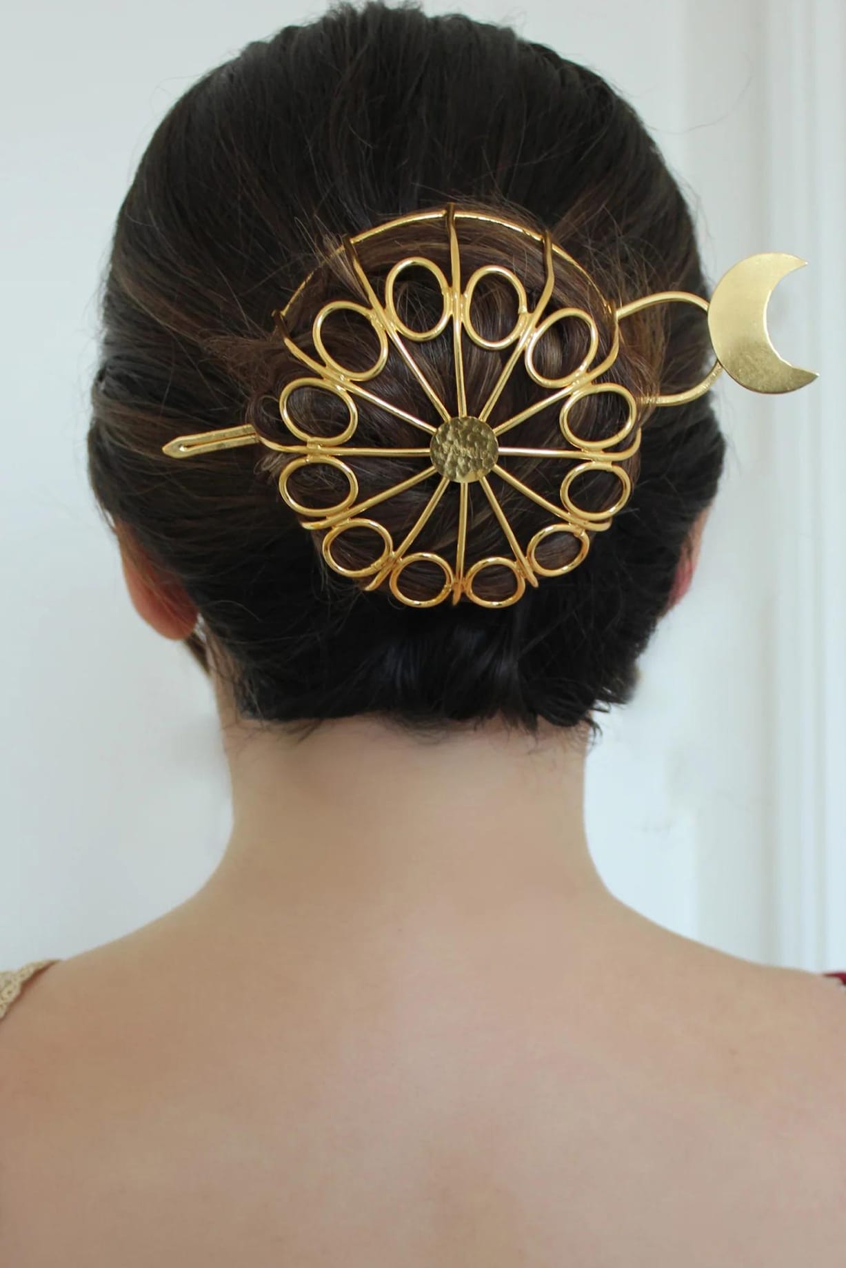 Gold Finish Temple Hair Bun With Pin by ANANA at Pernia's Pop Up Shop