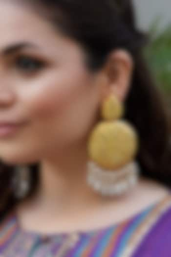 Gold Plated Pearl Dangler Earrings by ANANA at Pernia's Pop Up Shop