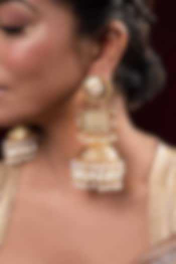 Gold Plated Pearl Dangler Earrings by ANANA