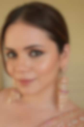 Gold Finish Zircon & Red Stone Jhumka Earrings by ANANA at Pernia's Pop Up Shop