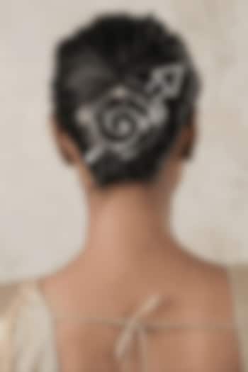 White Finish Hair Bun With Stick by ANANA at Pernia's Pop Up Shop