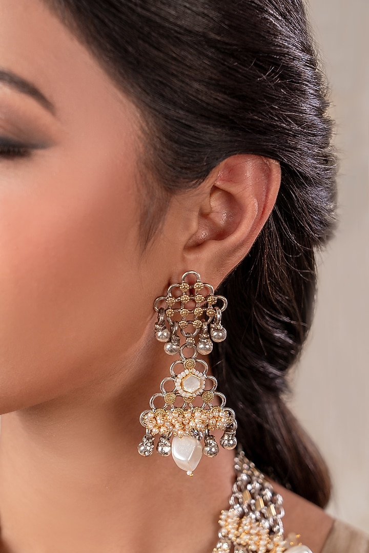 Gold Finish Kundan Polki & Emerald Stone Long Temple Necklace Set by ANANA at Pernia's Pop Up Shop